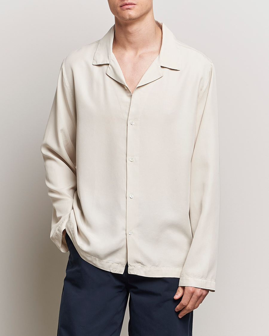 Herren | Freizeithemden | A Day's March | Chase Camp Collar Lyocell Shirt Oyster