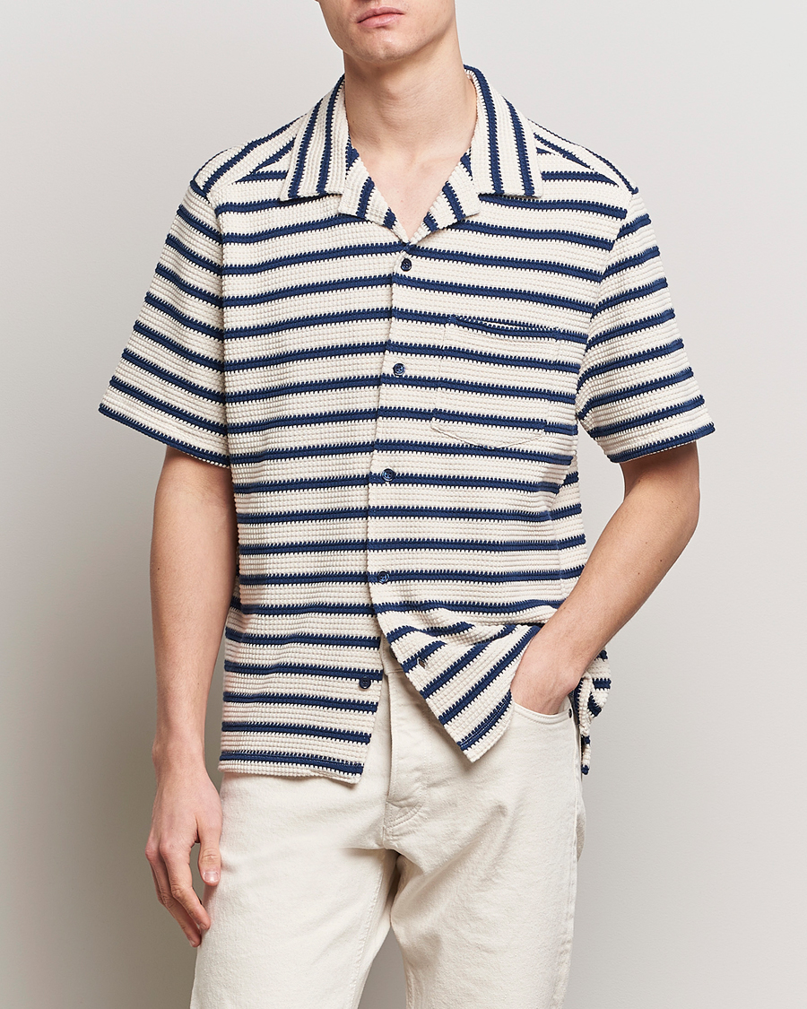 Herren | Neue Produktbilder | J.Lindeberg | Tiro Resort Stripe Shirt Estate Blue