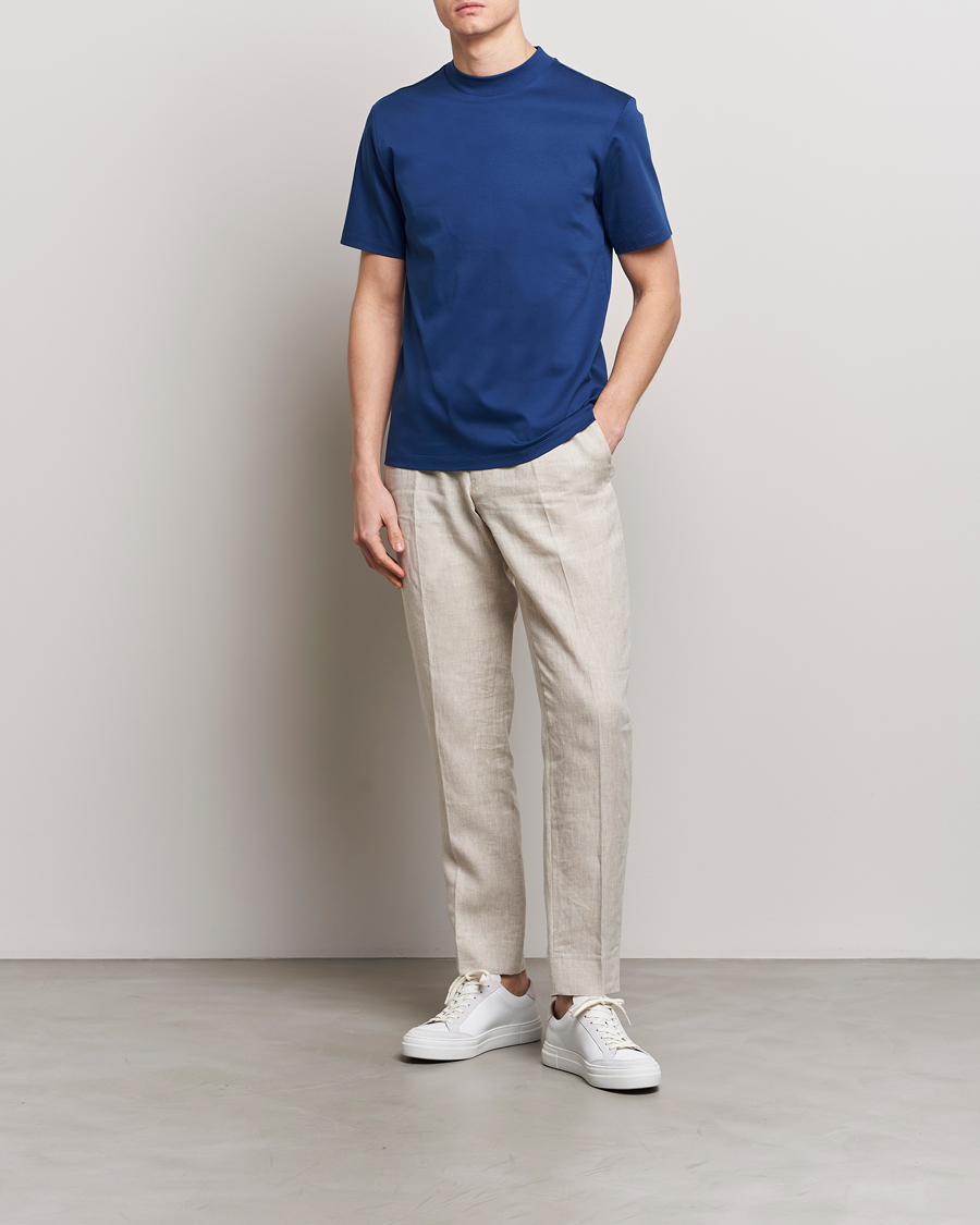 Herren | T-Shirts | J.Lindeberg | Ace Mock Neck T-Shirt Estate Blue