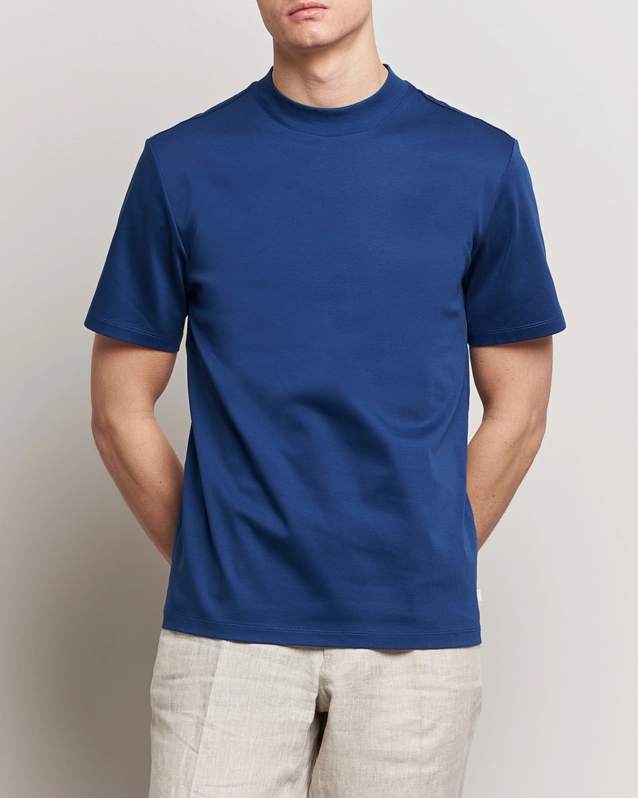 Herren | Kurzarm T-Shirt | J.Lindeberg | Ace Mock Neck T-Shirt Estate Blue