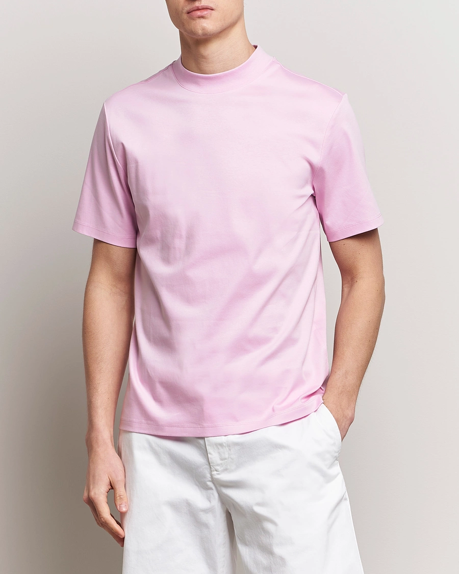 Herren | Kurzarm T-Shirt | J.Lindeberg | Ace Mock Neck T-Shirt Pink Lavender