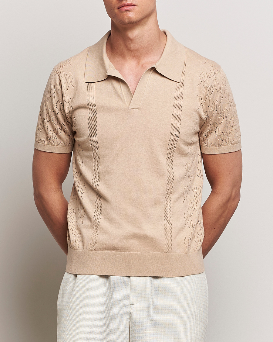 Herre | Tøj | J.Lindeberg | Ringo Open Collar Safari Beige