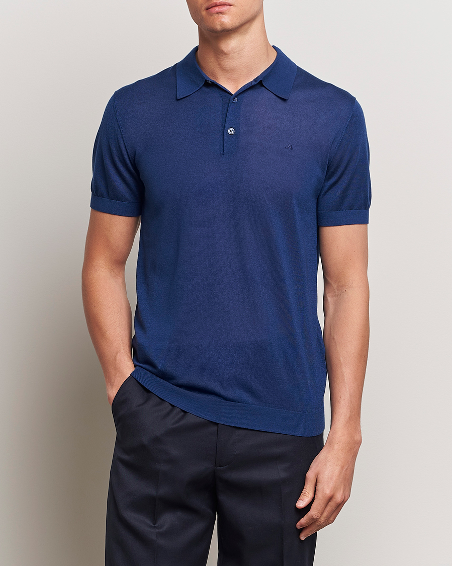 Herren | Poloshirt | J.Lindeberg | Ridge Lyocell Silk Polo Estate Blue