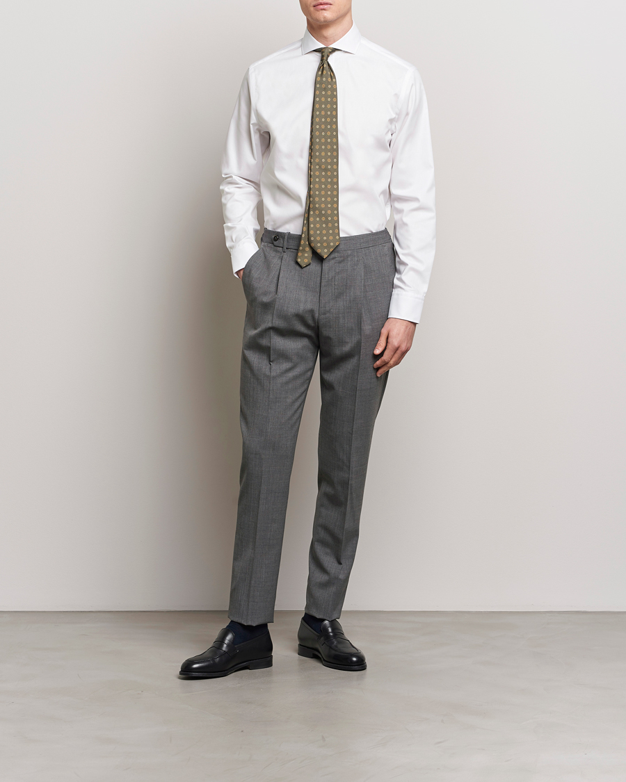 Herren | Hemden | Oscar Jacobson | Reg Fit Cut Away Non Iron Twill Optical White