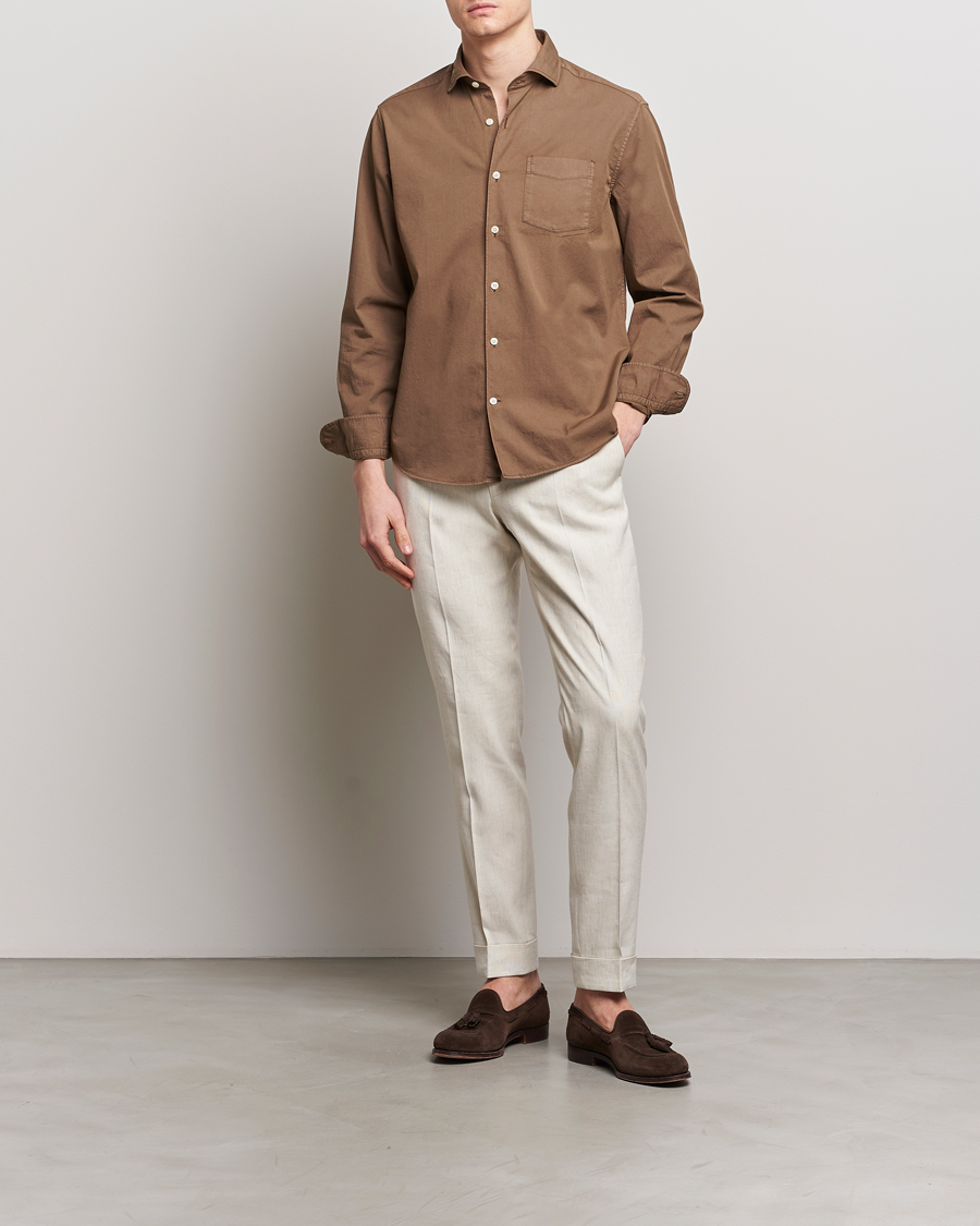 Herren | Hemden | Oscar Jacobson | Reg Fit Wide Spread C GD Twill Light Army Green