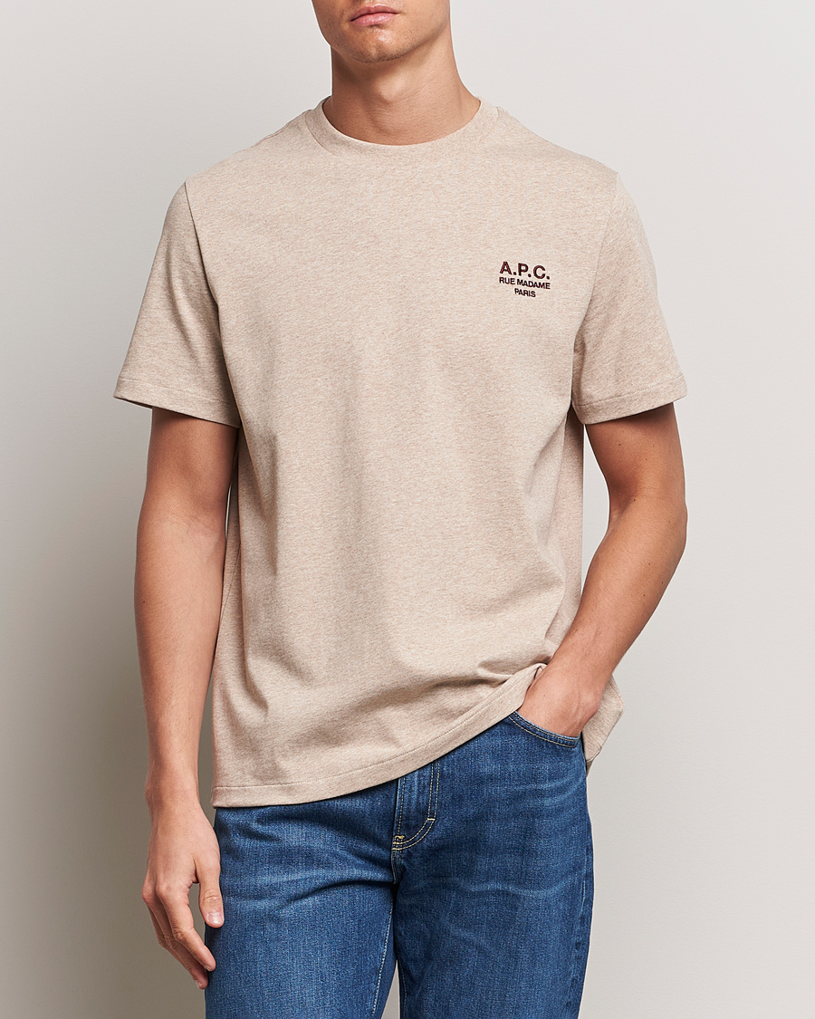 Men | Short Sleeve T-shirts | A.P.C. | Rue Madame T-Shirt Beige Chine