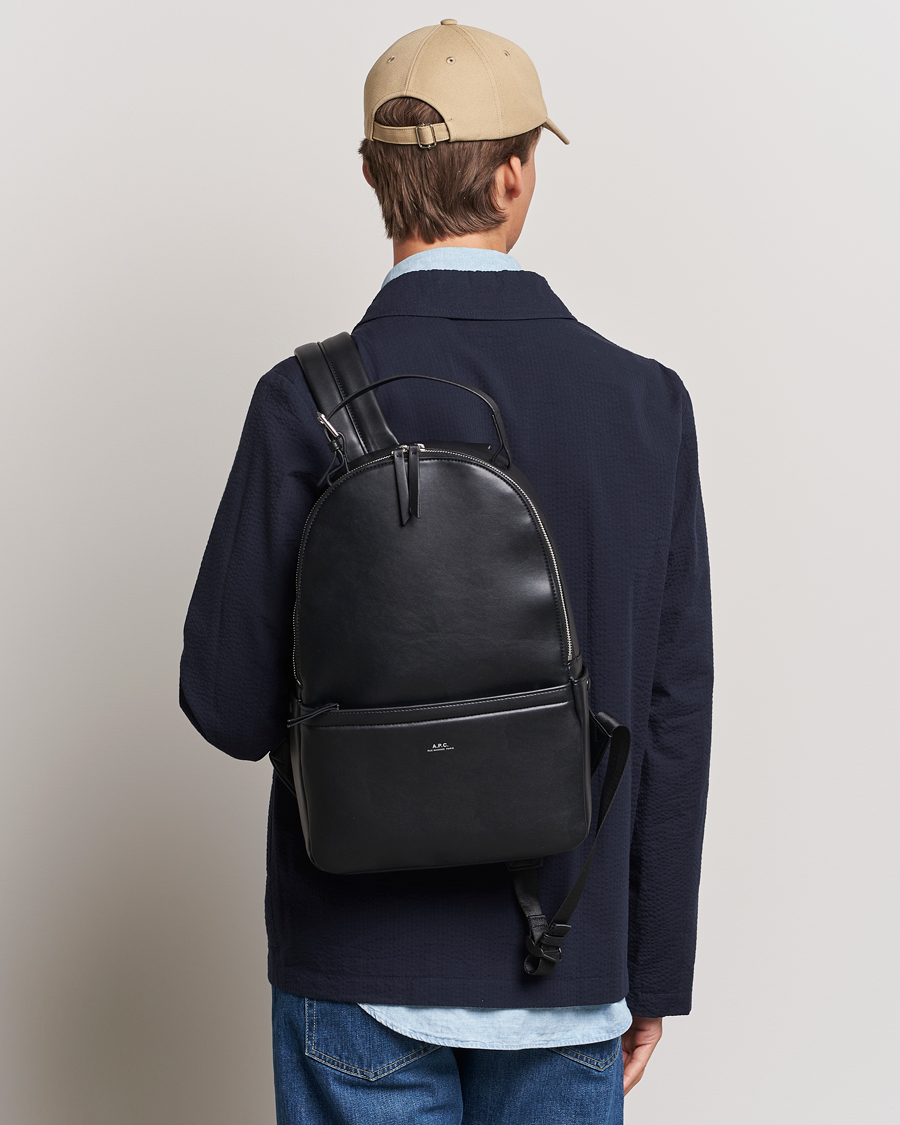 Herren | Taschen | A.P.C. | Sac Leather Backpack Black