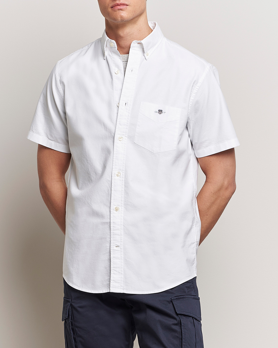 Men | Clothing | GANT | Regular Short Sleeve Oxford Shirt White