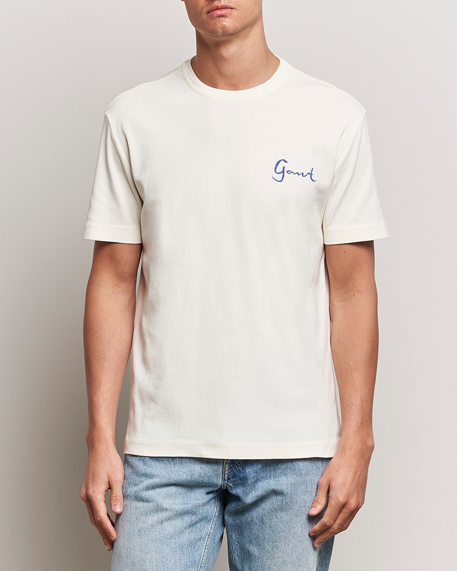 Herre | Tøj | GANT | Graphic Printed T-Shirt Cream