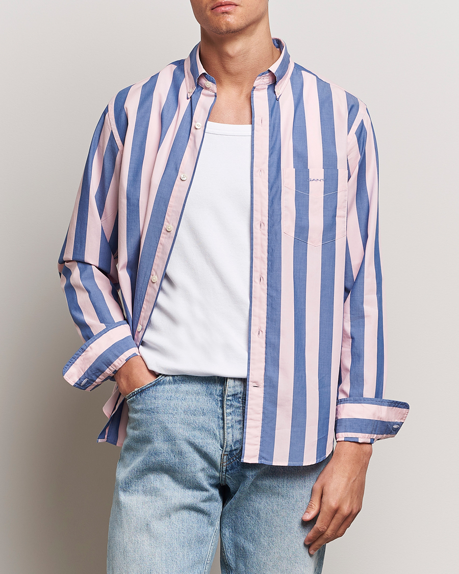 Herre | Tøj | GANT | Reg Poplin Parasol Stripe Shirt Blushing Pink