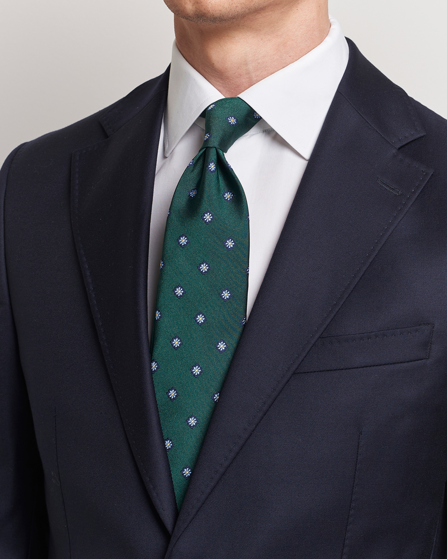 Herren | E. Marinella | E. Marinella | 3-Fold Jacquard Silk Tie Dark Green