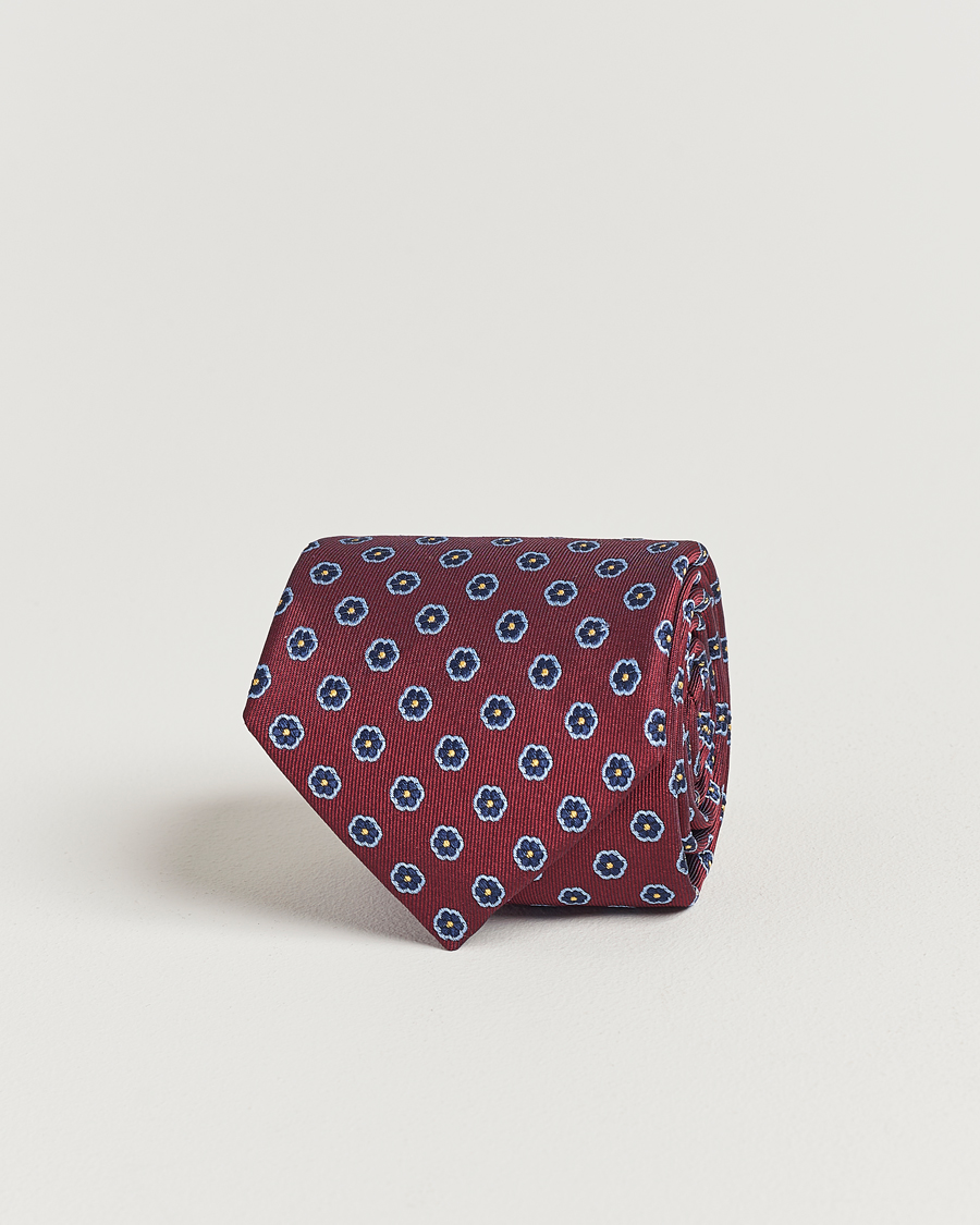Herren | E. Marinella 3-Fold Jacquard Silk Tie Burgundy | E. Marinella | 3-Fold Jacquard Silk Tie Burgundy