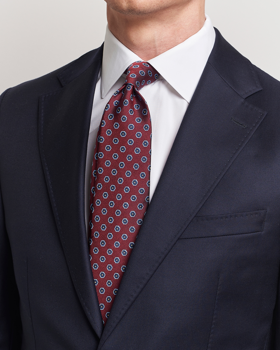 Herren | E. Marinella 3-Fold Jacquard Silk Tie Burgundy | E. Marinella | 3-Fold Jacquard Silk Tie Burgundy