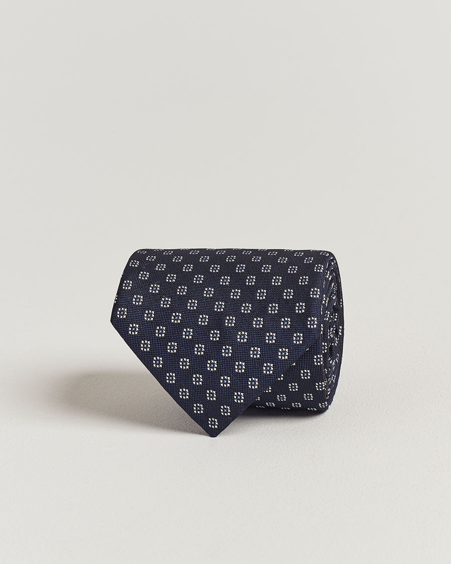Herren | E. Marinella 3-Fold Jacquard Silk Tie Navy | E. Marinella | 3-Fold Jacquard Silk Tie Navy