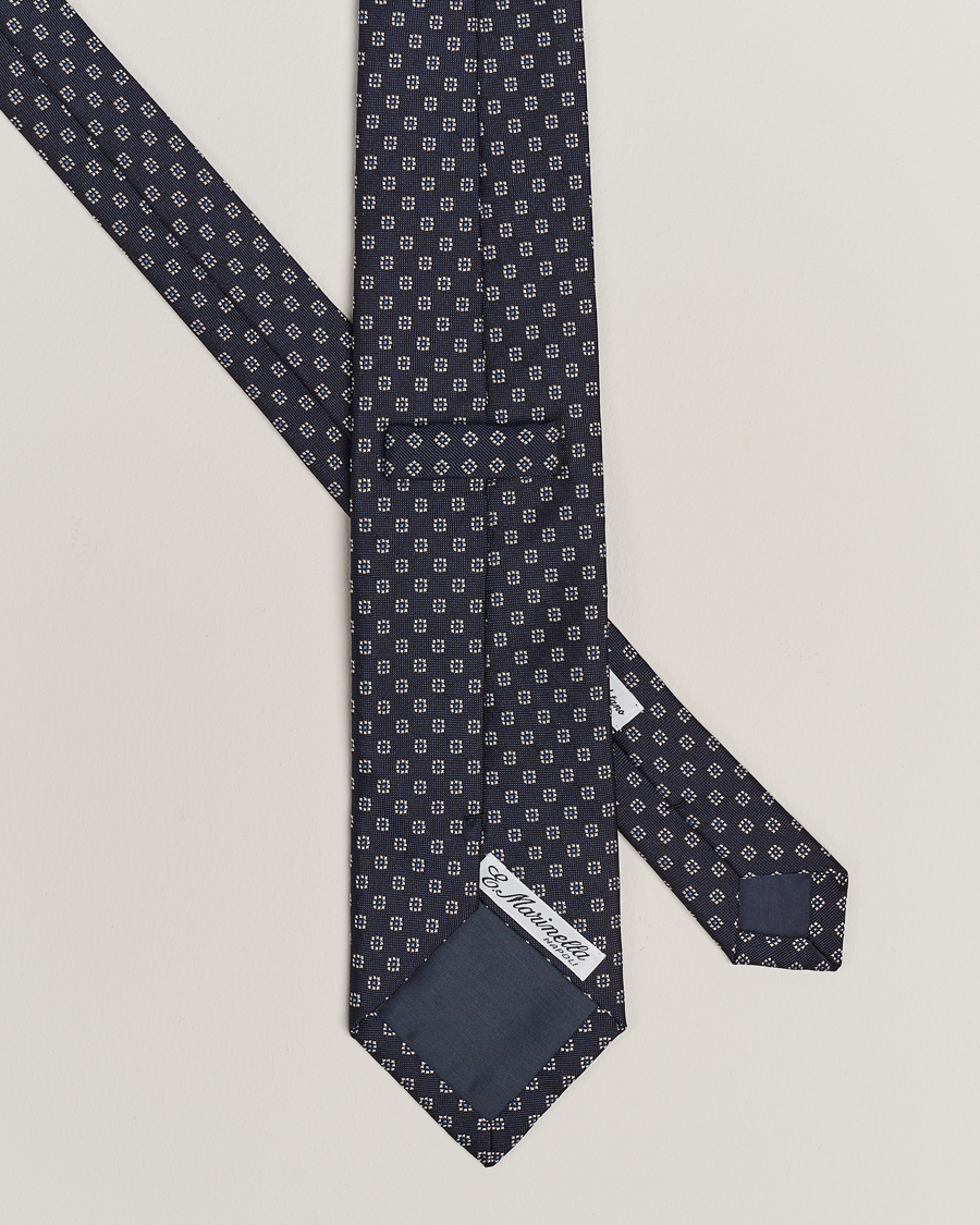Herren | E. Marinella 3-Fold Jacquard Silk Tie Navy | E. Marinella | 3-Fold Jacquard Silk Tie Navy