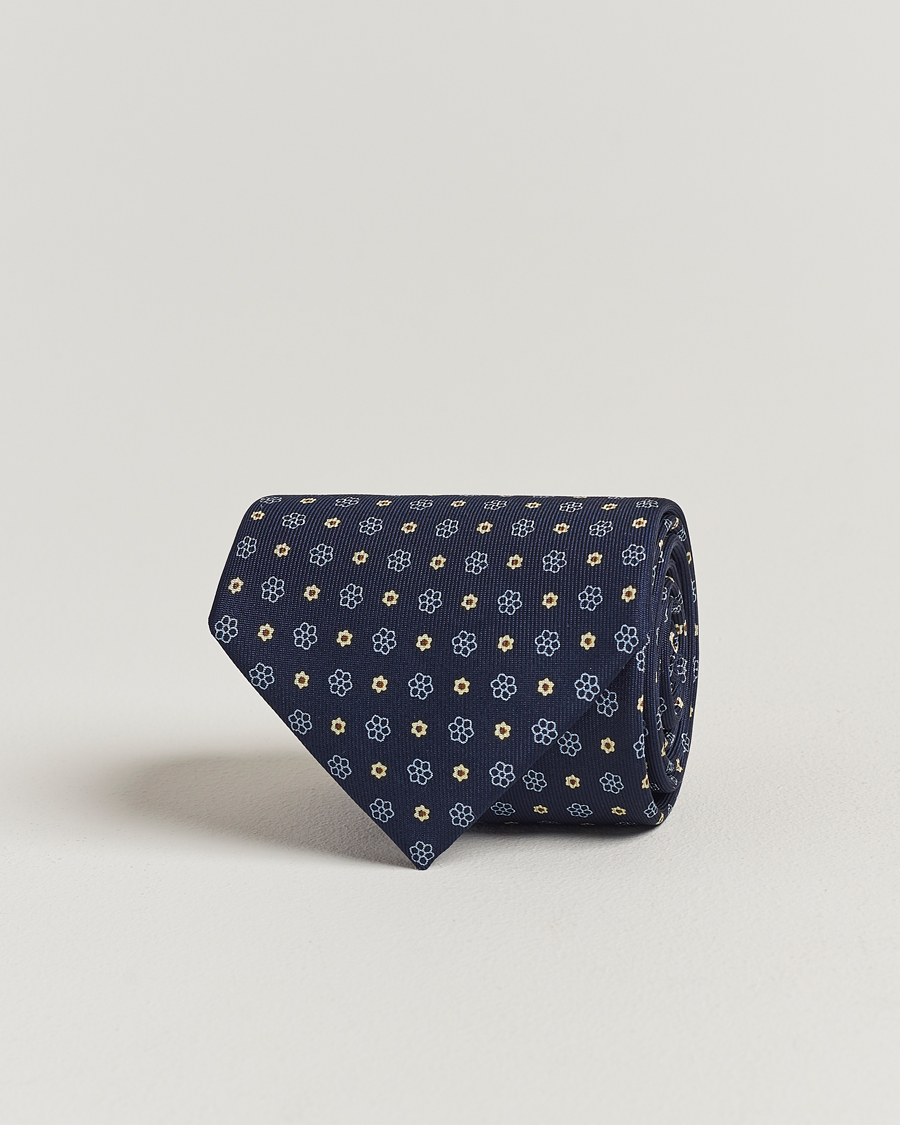 Herren |  | E. Marinella | 3-Fold Printed Silk Tie Navy