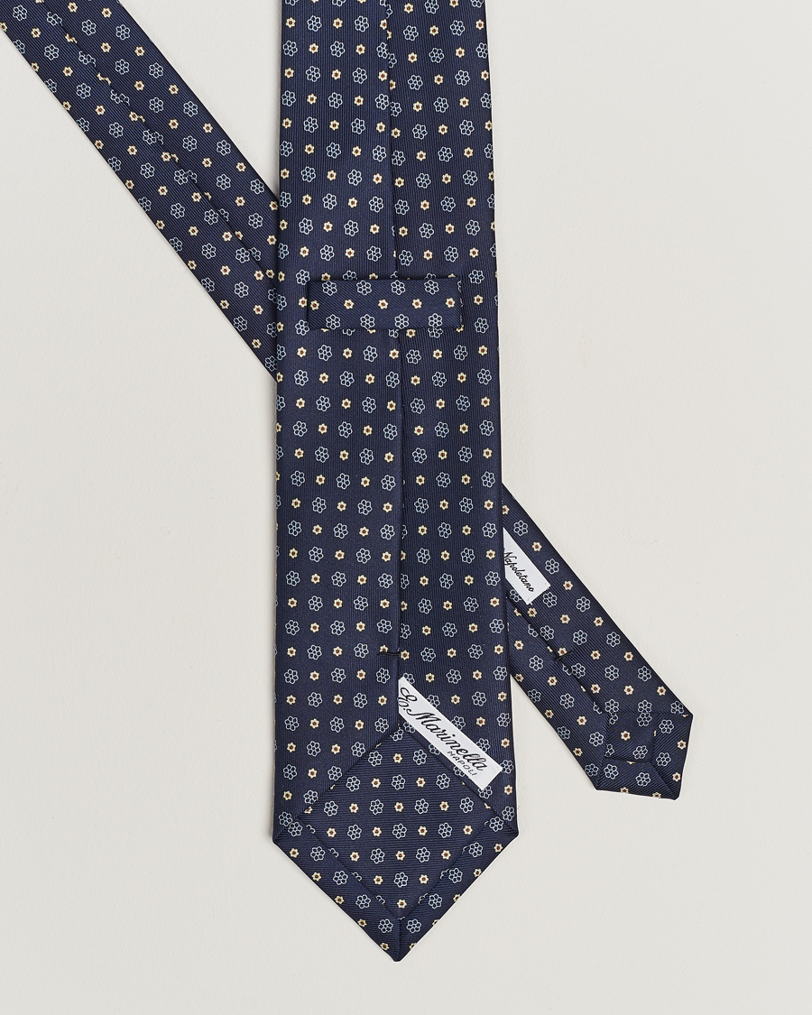 Herren |  | E. Marinella | 3-Fold Printed Silk Tie Navy