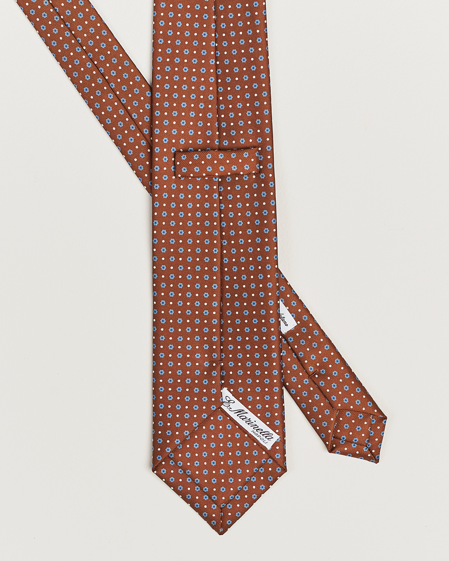 Herren |  | E. Marinella | 3-Fold Printed Silk Tie Brown