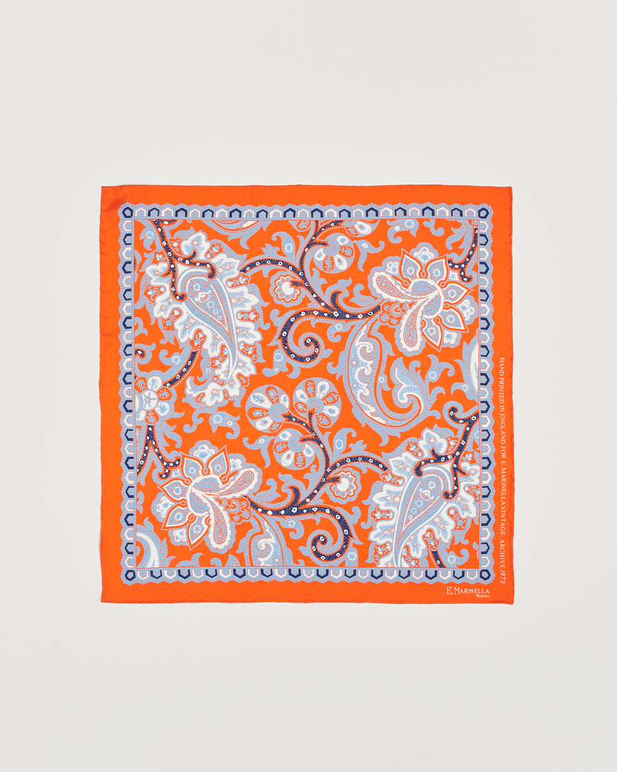 Herren | Einstecktücher | E. Marinella | Archive Printed Silk Pocket Square Orange