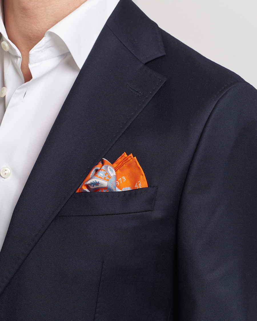 Herren | E. Marinella | E. Marinella | Archive Printed Silk Pocket Square Orange