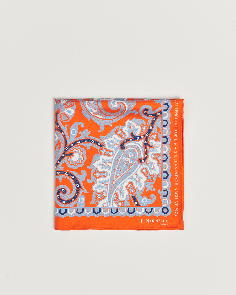 Herren |  | E. Marinella | Archive Printed Silk Pocket Square Orange