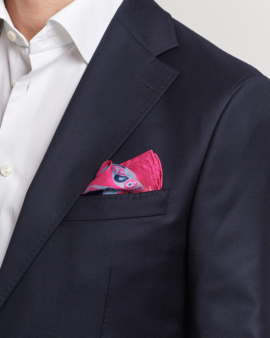 Men | E. Marinella | E. Marinella | Archive Printed Silk Pocket Square Pink