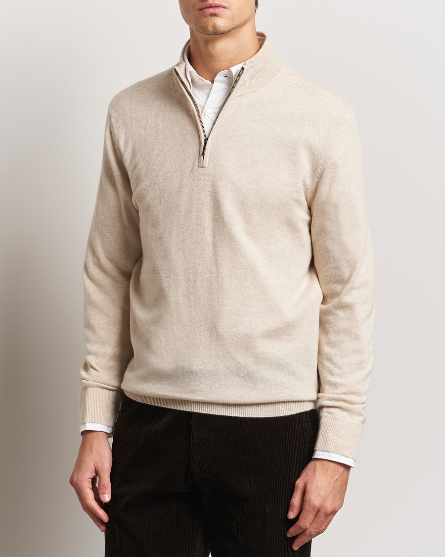 Herren | Pullover | Charles Tyrwhitt | Pure Cashmere Zip Neck Jumper Cream