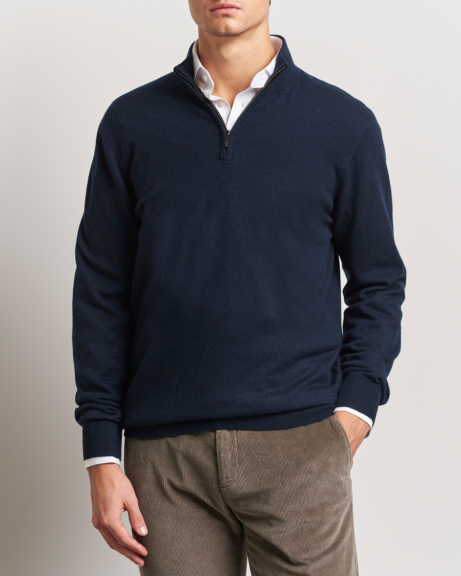 Herren | Pullover | Charles Tyrwhitt | Pure Cashmere Zip Neck Jumper Navy