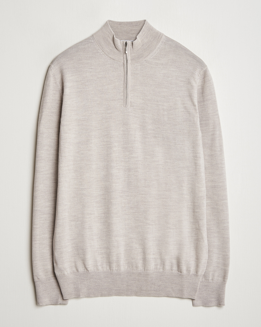 Herren | Pullover | Charles Tyrwhitt | Pure Merino Zip Neck Jumper Limestone
