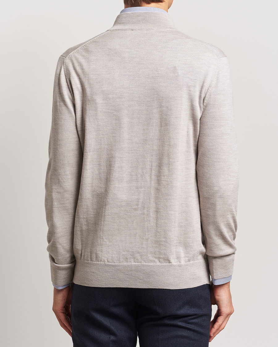 Herren | Pullover | Charles Tyrwhitt | Pure Merino Zip Neck Jumper Limestone