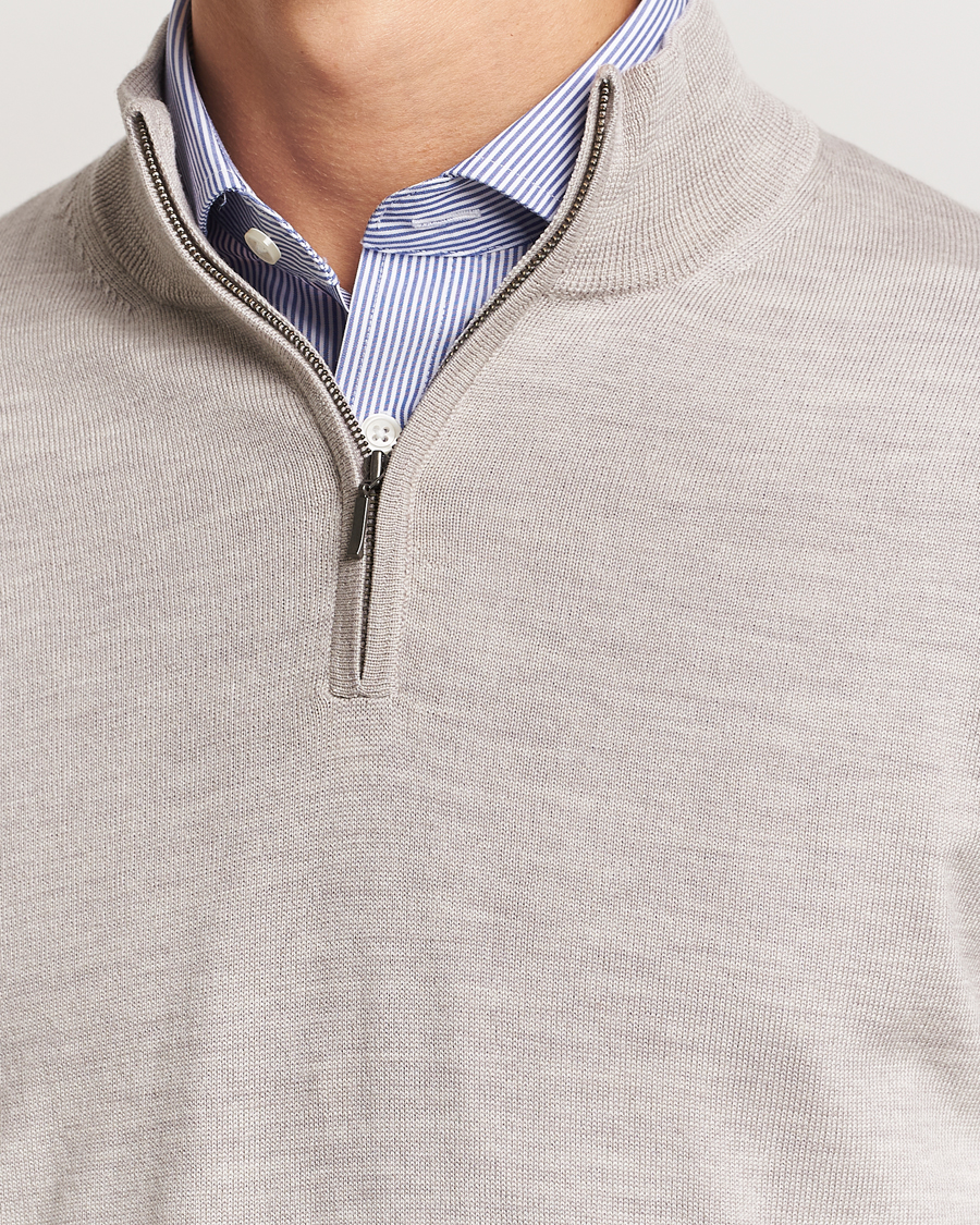 Herren | Pullover | Charles Tyrwhitt | Pure Merino Zip Neck Jumper Limestone