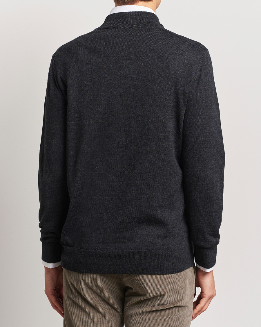 Herren | Pullover | Charles Tyrwhitt | Pure Merino Zip Neck Jumper Dark Charcoal