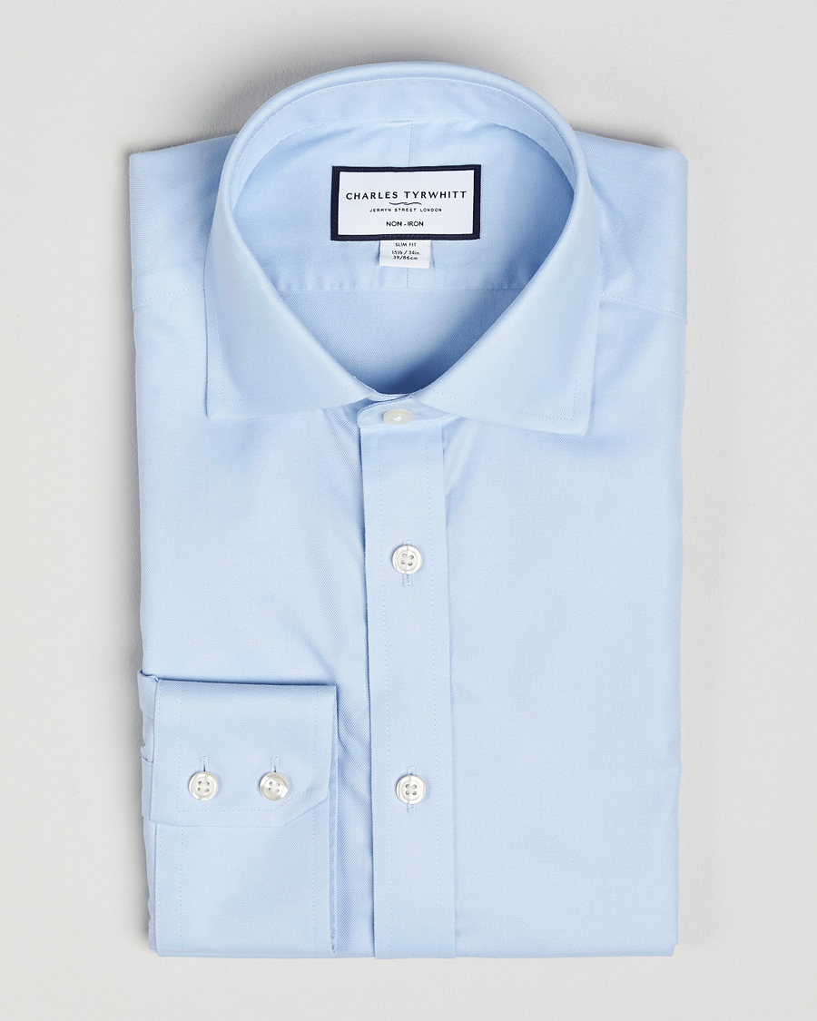 Herren | Hemden | Charles Tyrwhitt | Slim Fit Non Iron Cotton Twill Shirt Sky Blue