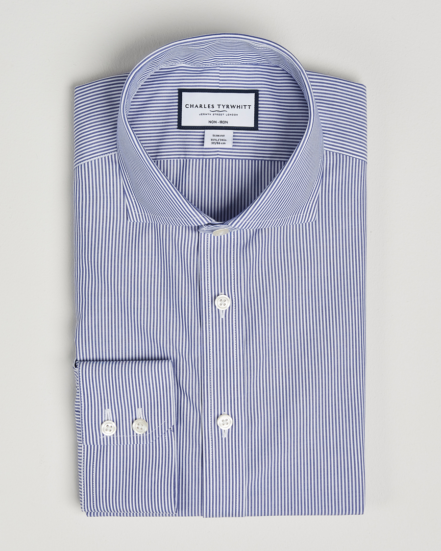 Herren | Hemden | Charles Tyrwhitt | Slim Fit Non Iron Bengal Stripe Poplin Shirt Navy