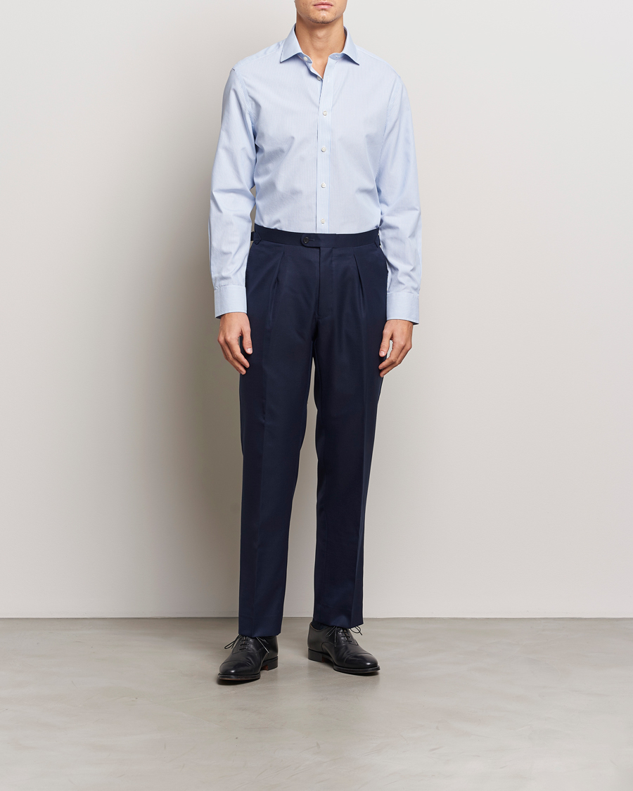 Herren | Hemden | Charles Tyrwhitt | Slim Fit Non Iron Bengal Stripe Poplin Shirt Sky Blue