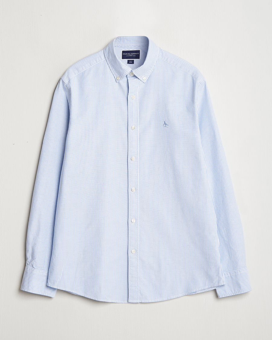 Herren | Hemden | Charles Tyrwhitt | Button Down Stretch Oxford Shirt Blue/White