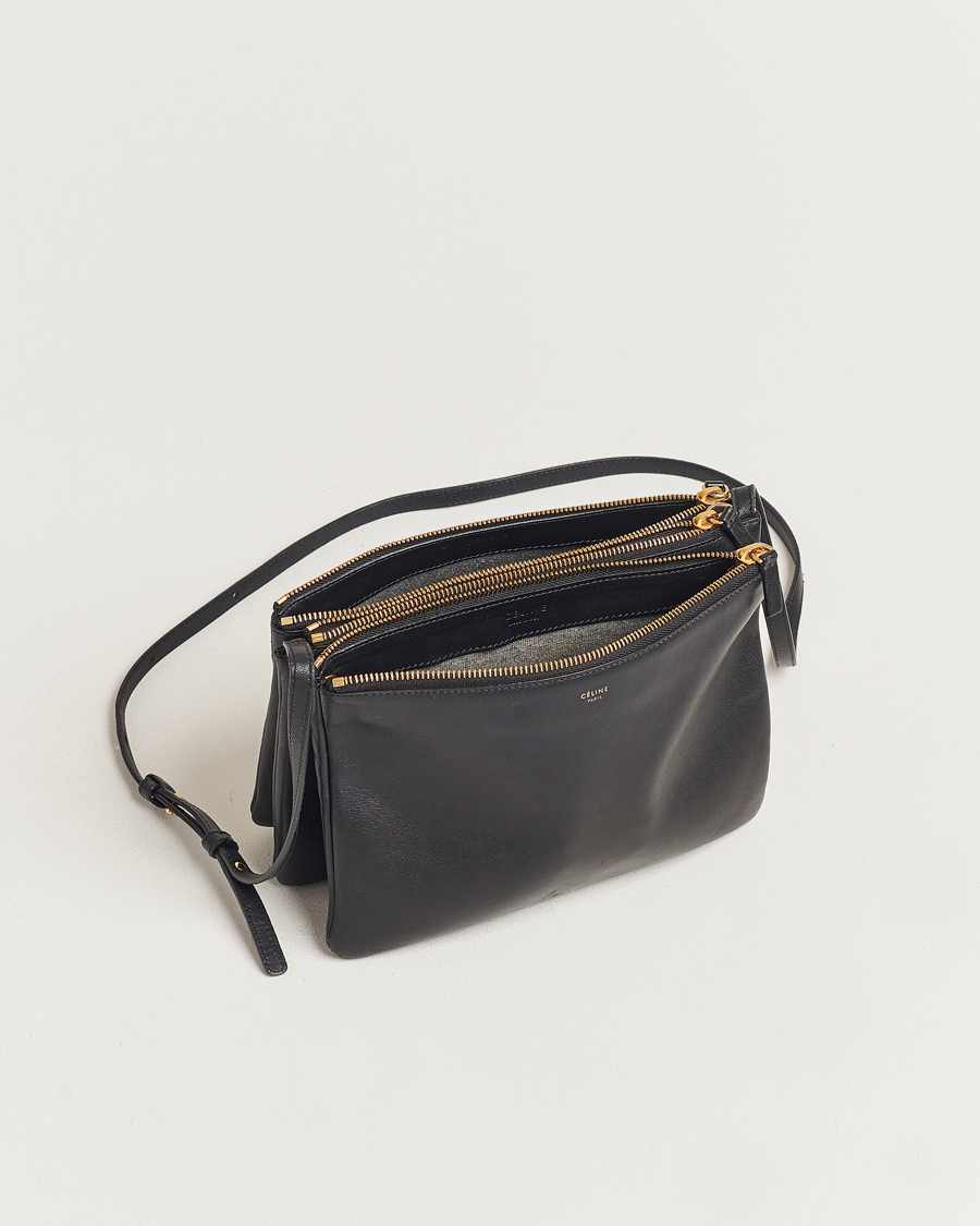 Herren | Celine Pre-Owned Trio Leather Handbag Black | Celine Pre-Owned | Trio Leather Handbag Black