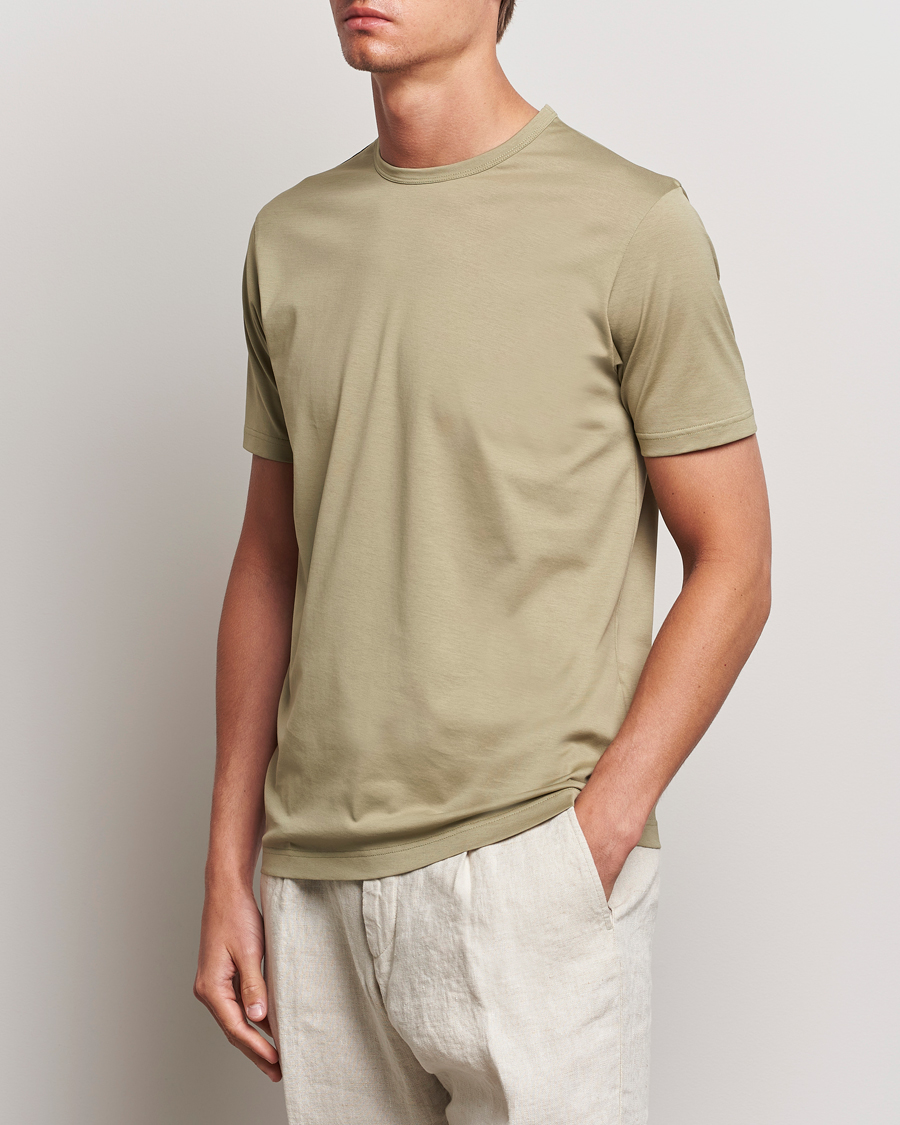 Herren | Kleidung | Sunspel | Crew Neck Cotton Tee Pale Khaki