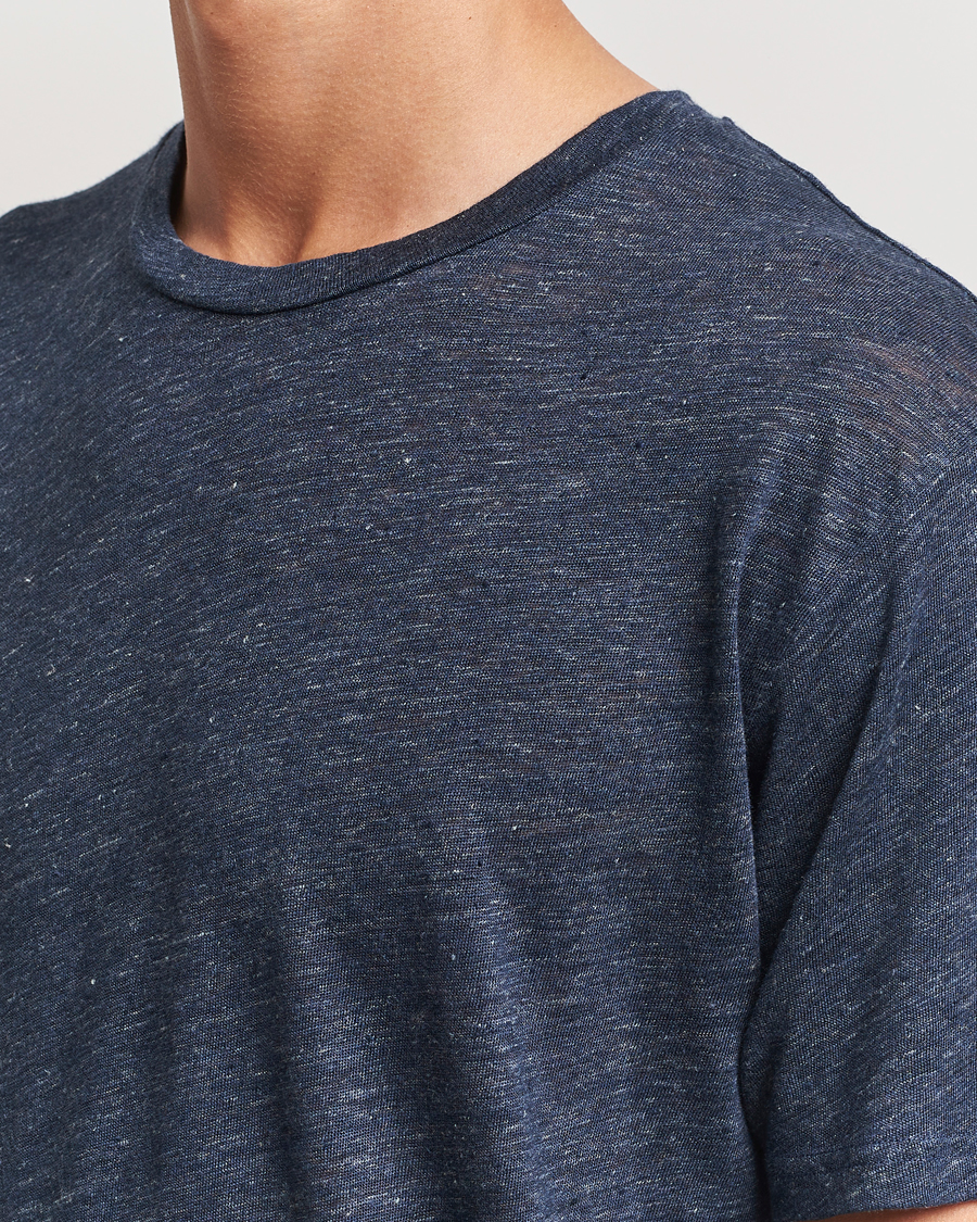 Herren | T-Shirts | Sunspel | Linen T-Shirt Navy Melange