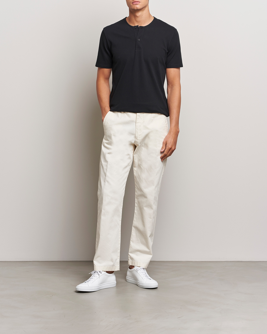 Herren | T-Shirts | Sunspel | Riviera Henley Black