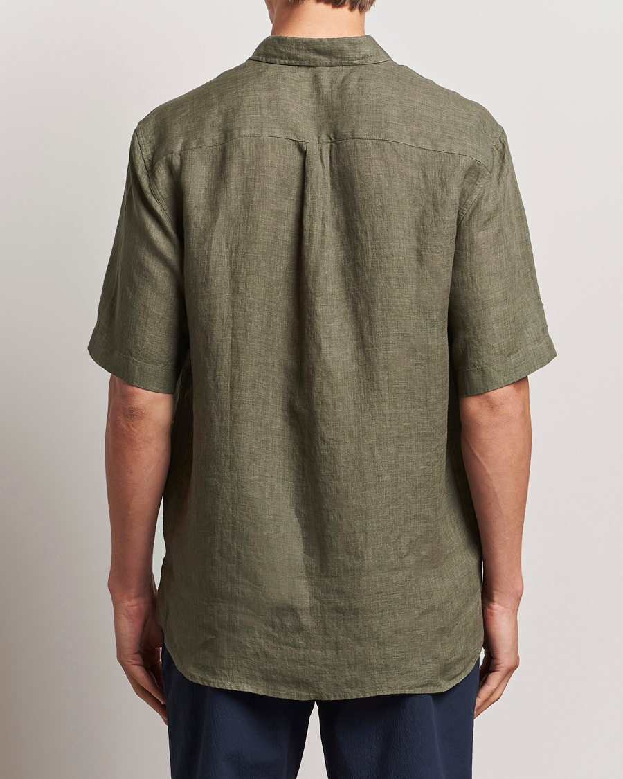 Herren | Hemden | Sunspel | Short Sleeved Linen Shirt Khaki