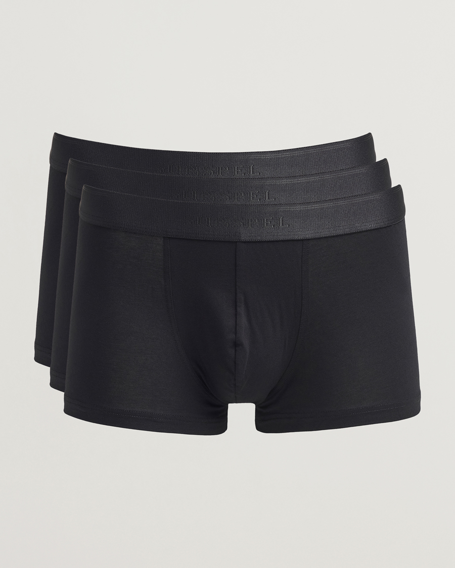 Herren | Unterwäsche | Sunspel | 3-Pack Cotton Stretch Trunk Black