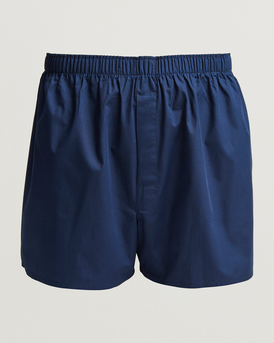 Herren | Unterwäsche | Sunspel | Classic Woven Cotton Boxer Shorts Navy