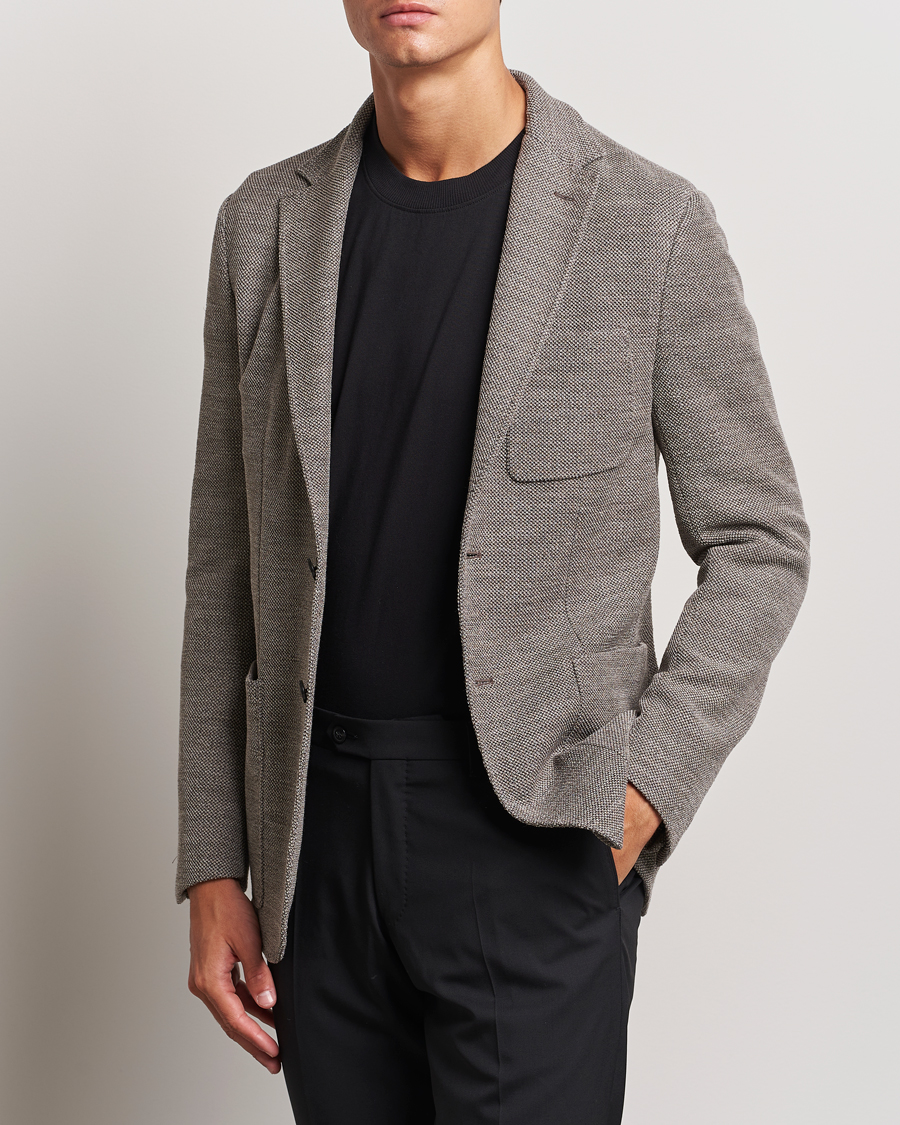Herren | Sakkos | Canali | Structured Wool Jersey Blazer Beige