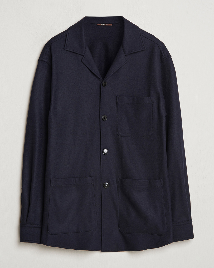 Herren | Jacken | Canali | Wool Shirt Jacket Navy