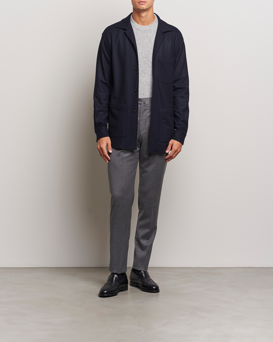 Herren | Jacken | Canali | Wool Shirt Jacket Navy