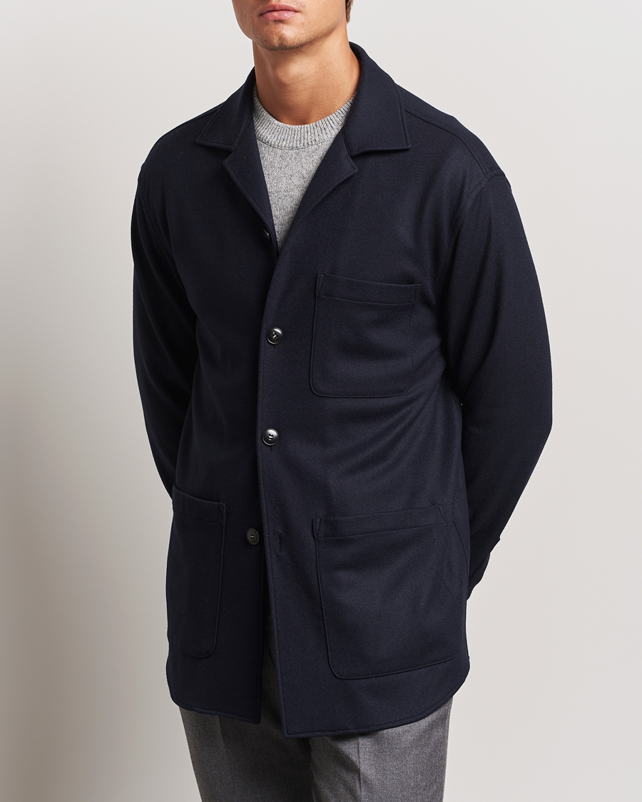 Herren | Jacken | Canali | Wool Shirt Jacket Navy
