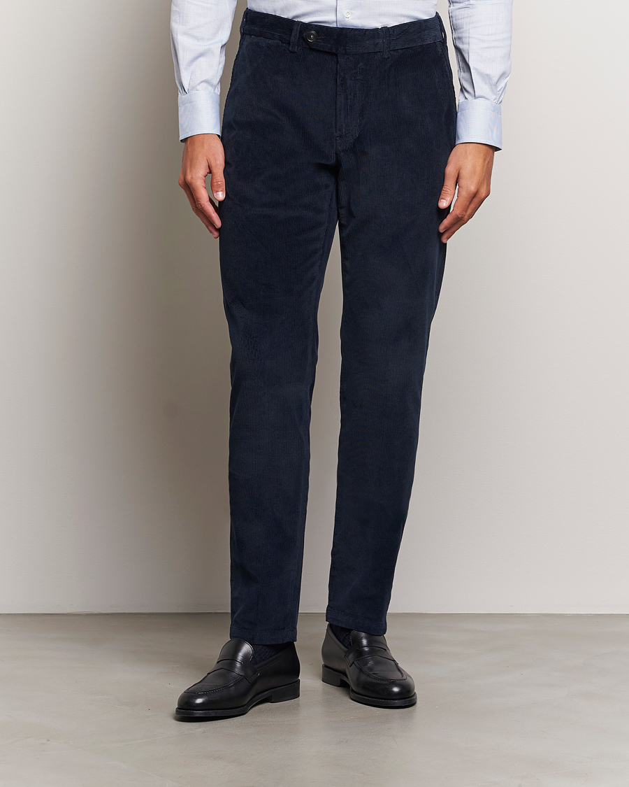 Herren | Hosen | Canali | Slim Fit Corduroy Trousers Navy