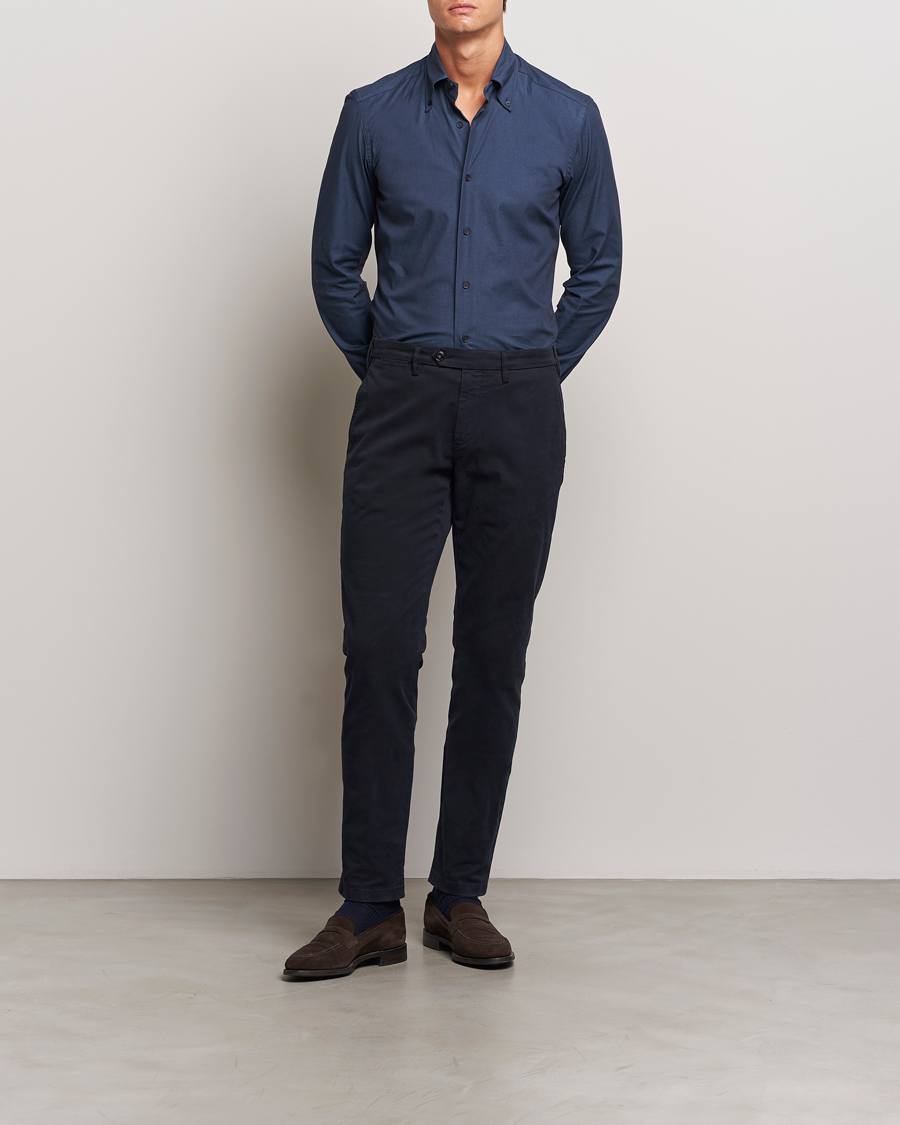 Herren | Hosen | Canali | Cotton Stretch Trousers Navy