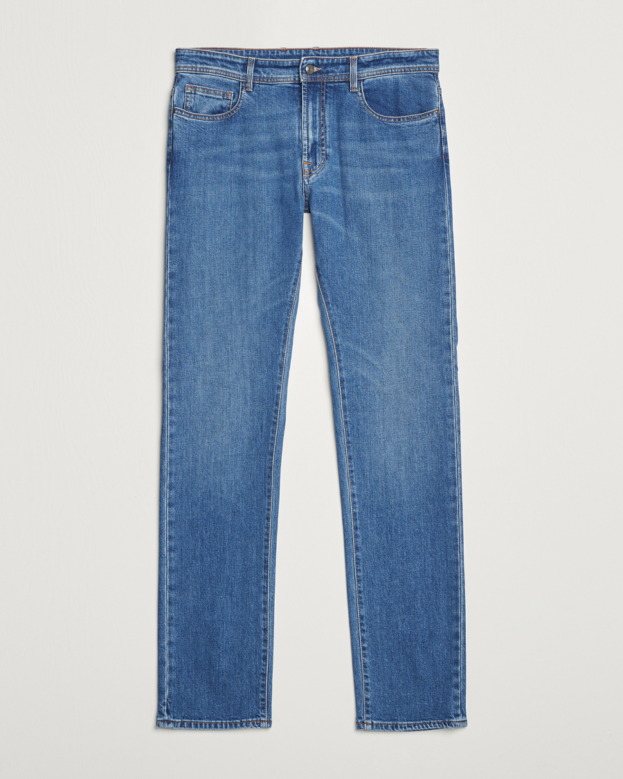 Herren | Jeans | Canali | Slim Fit Stretch Denim Dark Blue Wash